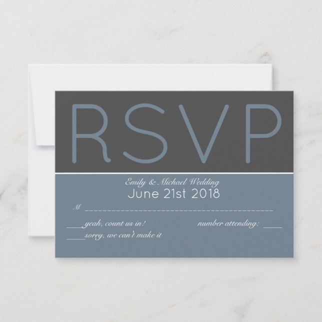 Steel Blue RSVP Modern con selecciones de menú (Anverso)