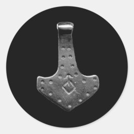 Steel Thor Hammer negro grandes pegatinas redondos