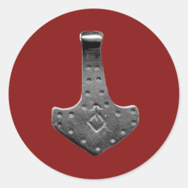 Steel Thor Hammer rojo grandes pegatinas redondos