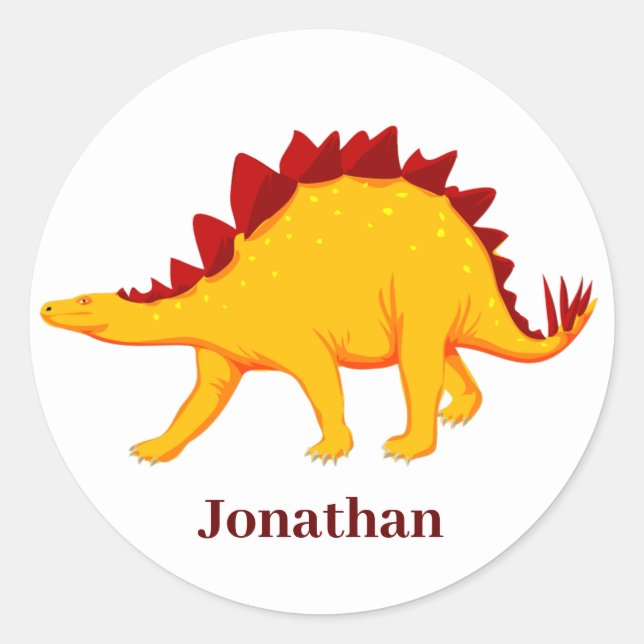 Stegosaurus Dinosaur Design Classic Round Pegatina (Anverso)
