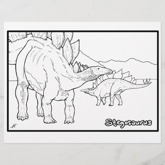 Stegosaurus - página de coloreado. (Anverso)
