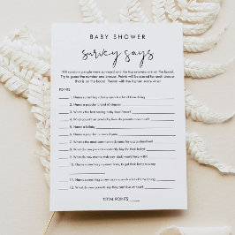 STELLA Baby Shower Survey dice tarjeta de juego