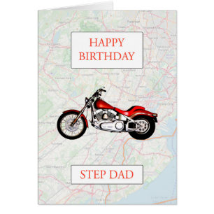 Step Dad Map y Motorcycle Birday