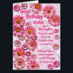 Step Daughter Birday Special Birthday Wings Pink D<br><div class="desc">Una hermosa tarjeta de cumpleaños para una hijastra. Una maravillosa tarjeta de cumpleaños llena de margaritas rosas. Un hermoso y sincero verso completa el encantador sentimiento que esta carta trae. mande deseos de cumpleaños sinceros a alguien especial.</div>