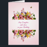 Step Daughter Birthday Beauquet<br><div class="desc">Una hermosa tarjeta de cumpleaños para una hijastra. Un ramo se divide por palabras de amor que desean un feliz cumpleaños. Todo en un delicado fondo rosa. Una magnífica carta de cumpleaños tradicional que dará verdadera alegría.</div>