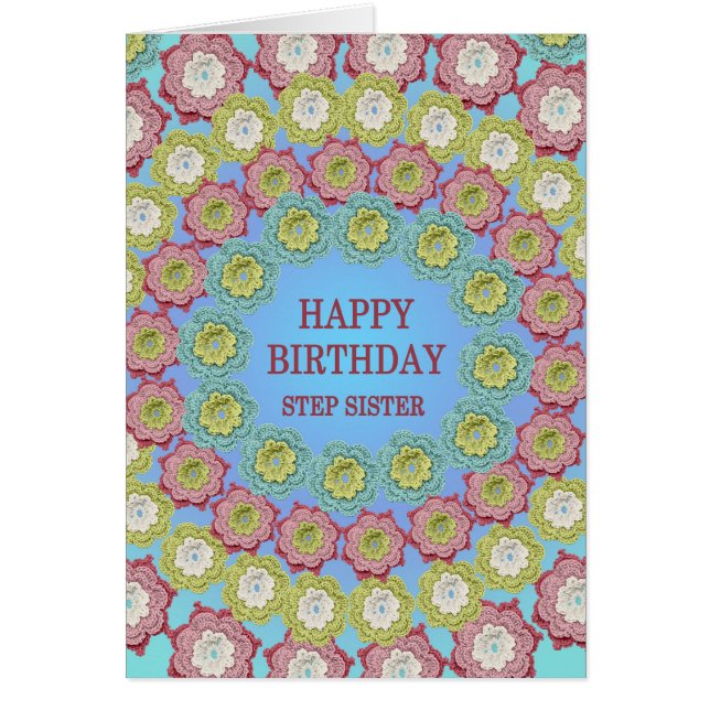 Step Sister Birthday Crochet Flowers (Frente)