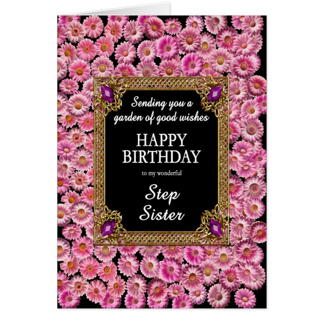 Step Sister Birthday Pink Daisies (Frente)