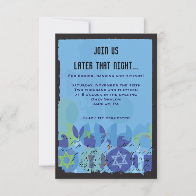 STEPPING STONES Bar Bat Mitzvah Tarjeta Fiesta (Anverso)