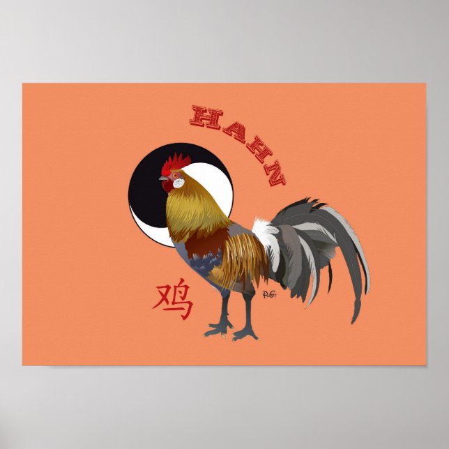 Sternzeichen chinos - gallo póster (Frente)