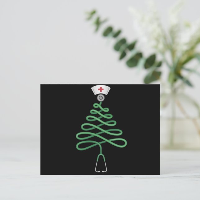 Stethoscope árbol de Navidad enfermera Scrub Xmas  (Anverso de pie)