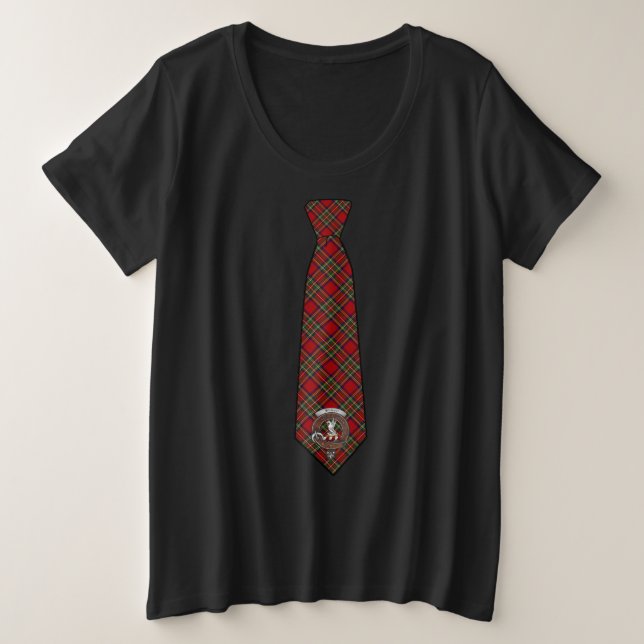 Stewart Tartan Necktie T-Shirt Women's Plus (Anverso del diseño)