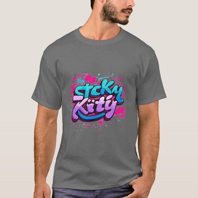 Sticky Kitty: Diseño de camisetas con el logotipo  (Anverso)