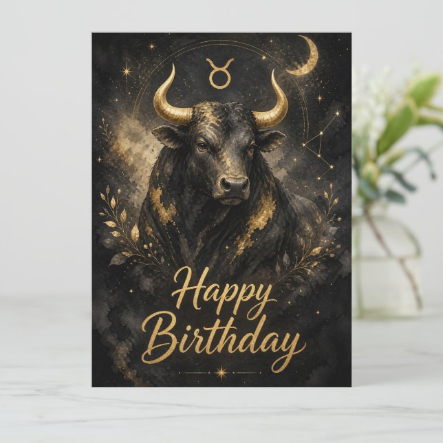 Stier Happy Birthday Sternzeichen Design (Anverso de pie)