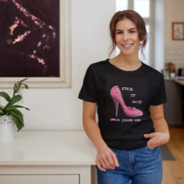 Stiletto Rosado Diamantes Calzado Camiseta Cáncer 