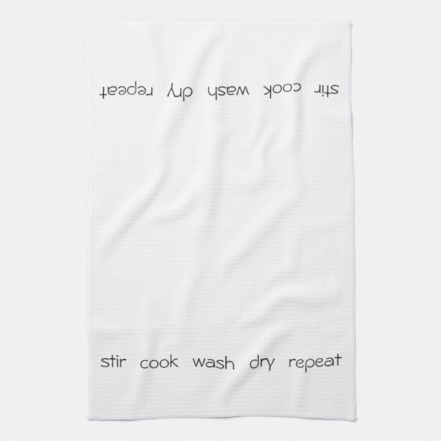Stir Cook Wash Seco Repetir Tea Kitchen Toalla (Vertical)