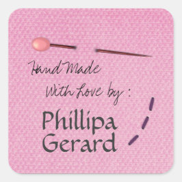 Stitching Hand-Made with Love Sewn Label Pegatina