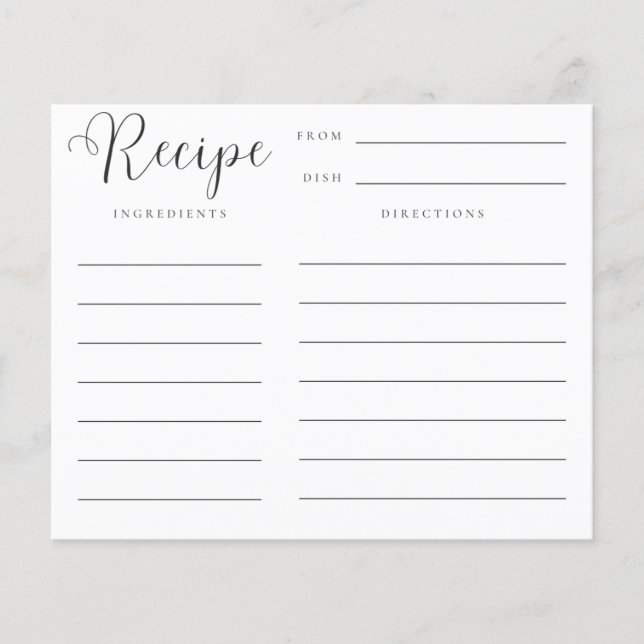 Stock La Tarjeta De Receta De La Cocina Bridal Sho (Anverso)