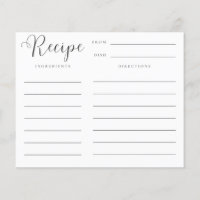 Stock La Tarjeta De Receta De La Cocina Bridal Sho