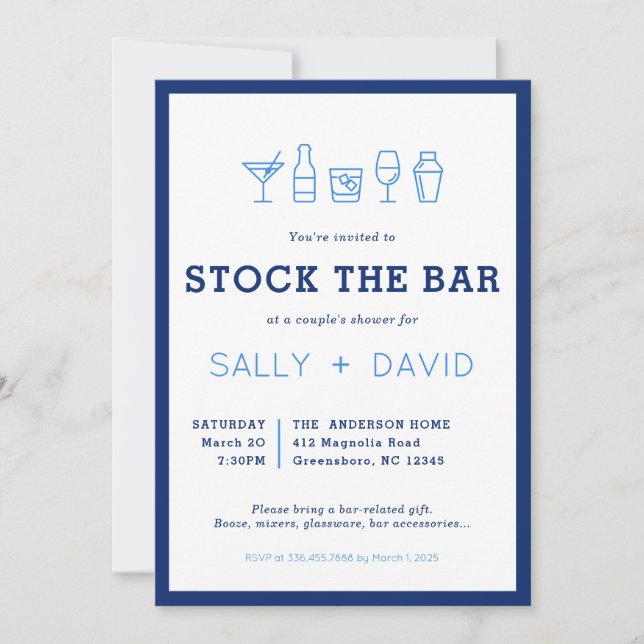 Stock The Bar Couple's Shower Invitation (Anverso)