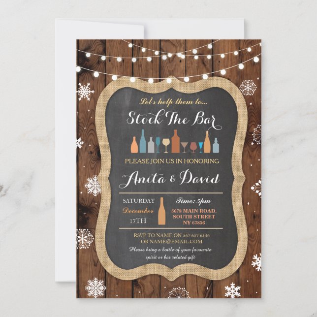 Stock The Bar Navidades Invitación A La Madera De  (Anverso)