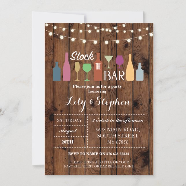 Stock The Bar Rustic Fiesta Invitación (Anverso)
