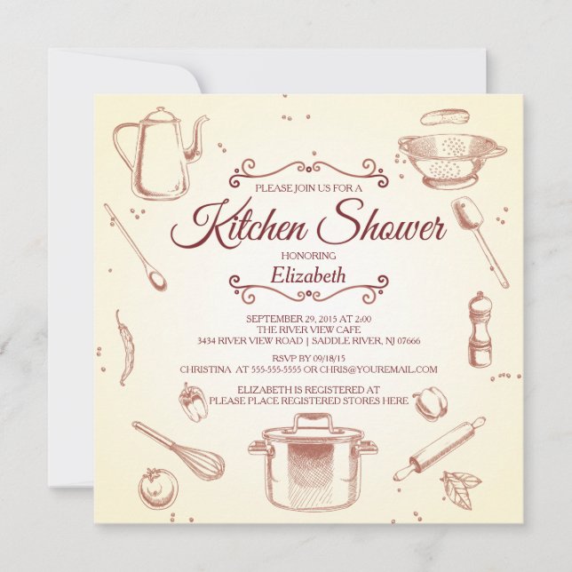 Stock The Kitchen Bridal Shower Invitación (Anverso)