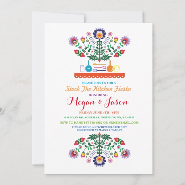 Stock The Kitchen Fiesta Mexico Party Invitación (Anverso)