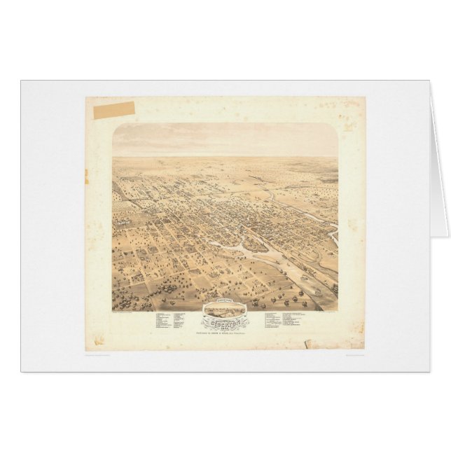 Stockton, mapa panorámico 1870 (1667A) de CA - (Anverso (Horizontal))