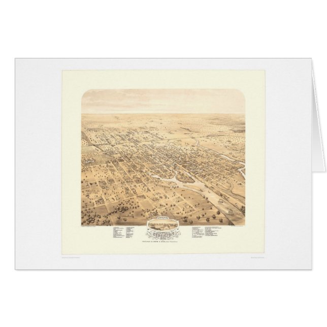 Stockton, mapa panorámico 1870 (1667A) de CA - (Anverso (Horizontal))