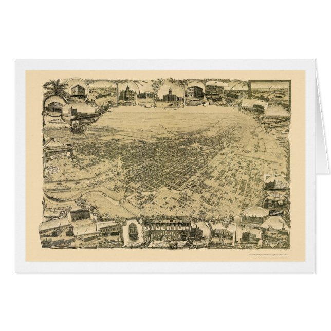 Stockton, mapa panorámico de CA - 1895 (Anverso (Horizontal))