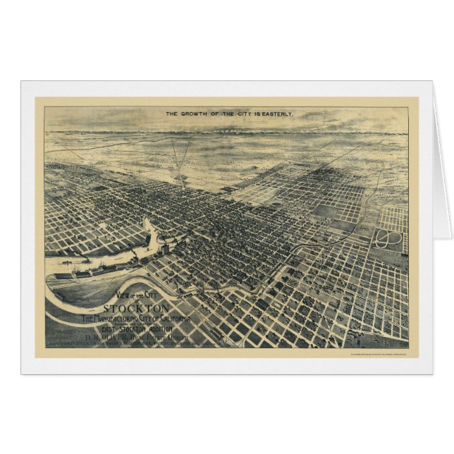 Stockton, mapa panorámico de CA - 1895 (Anverso (Horizontal))