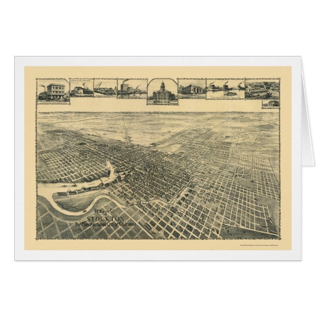 Stockton, mapa panorámico de CA - 1895b (Anverso (Horizontal))