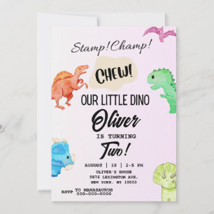STOMP CHOMP y CHEW Dinosaur Birthday Invitación