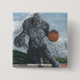 Stone Golem Jugando al Baloncesto Fantasía Botón d