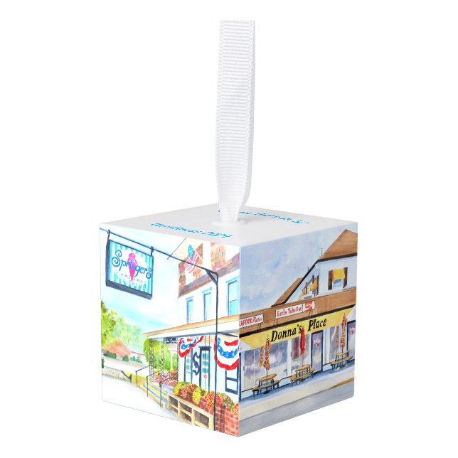 Stone Harbor New Jersey Cubo Ornamento de Navidad (Anverso en perspectiva)