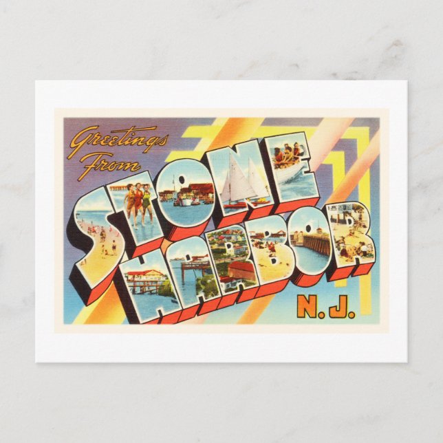 Stone Harbour New Jersey NJ Vieja postal de época- (Anverso)