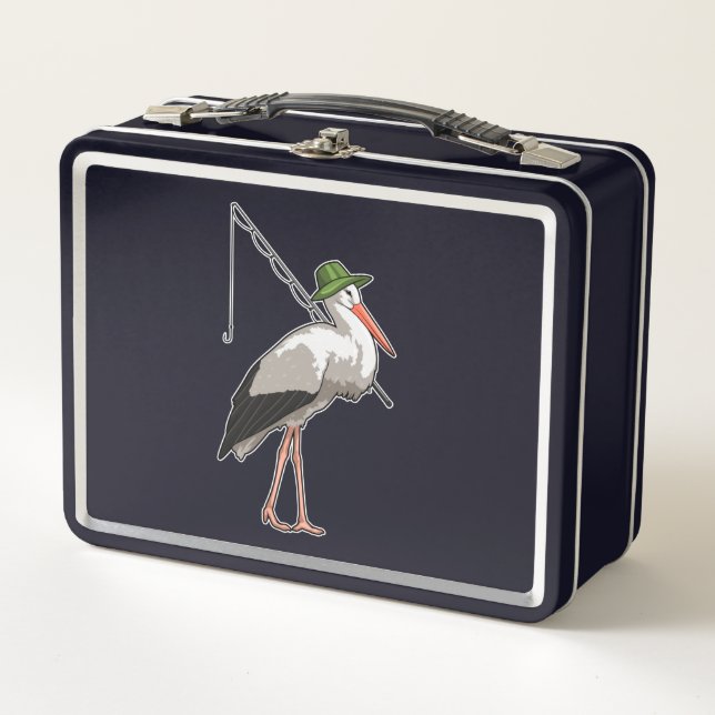 Stork at Fishing with Fishing rod (Anverso)