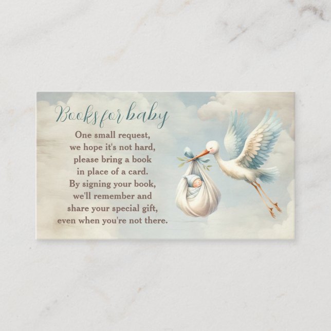 Stork Baby Shower Oh Boy Books Para Tarjeta De Beb (Anverso)