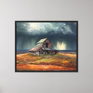 Stormy Autumn Barn - Rústico arte mural rural