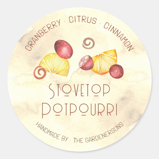 Stovetop Potpourri Pegatina redondo clásico (Anverso)