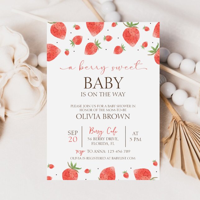 Strawberry Baby Shower | Invitación a Berry Sweet (Subido por el creador)
