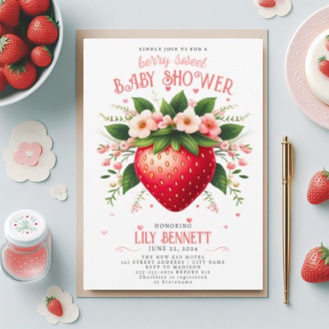 Strawberry Baby Shower | Invitación a Berry Sweet (Subido por el creador)