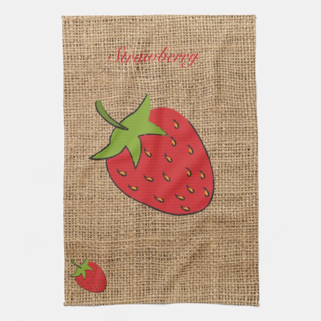 Strawberry Burlap impresión Kitchen Toalla (Vertical)