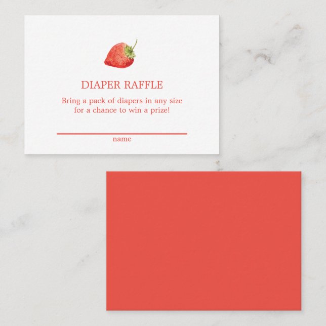 Strawberry Diaper Raffle Tarjeta De Alojamiento Du (Anverso / Reverso)