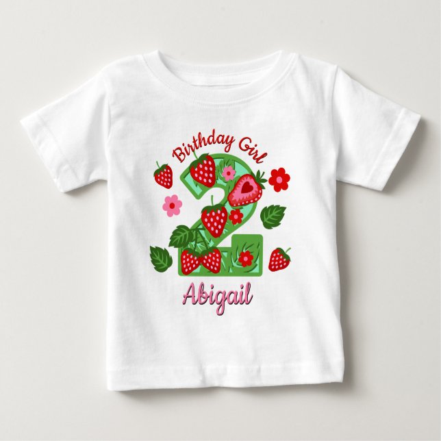 Strawberry Segunda camiseta de cumpleaños para niñ (Anverso)