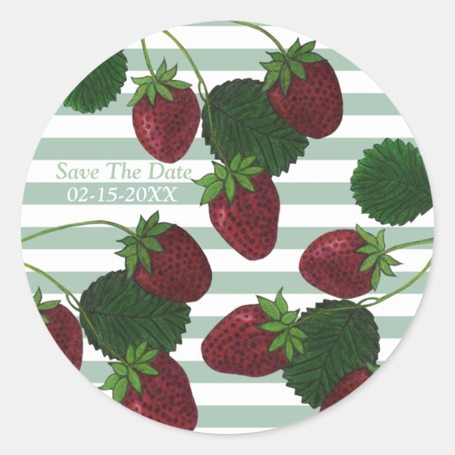 Strawberry Vine Save The Date Pegatinas (Anverso)