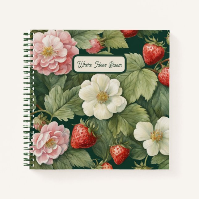 Strawberry y notas florales: Cuaderno de notas (Anverso)