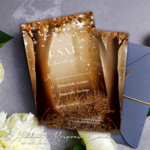 String enciende la carta de RSVP de boda rústica p