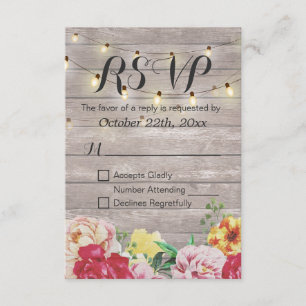 String Ilustra Tarjeta RSVP de Boda Floral de Made