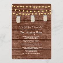 String Lights Mason Jar Programas de Boda de Mader
